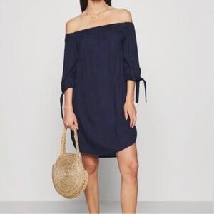 Lascana Vensus , Womens Off-Shoulder , Navy Dress, Size Small